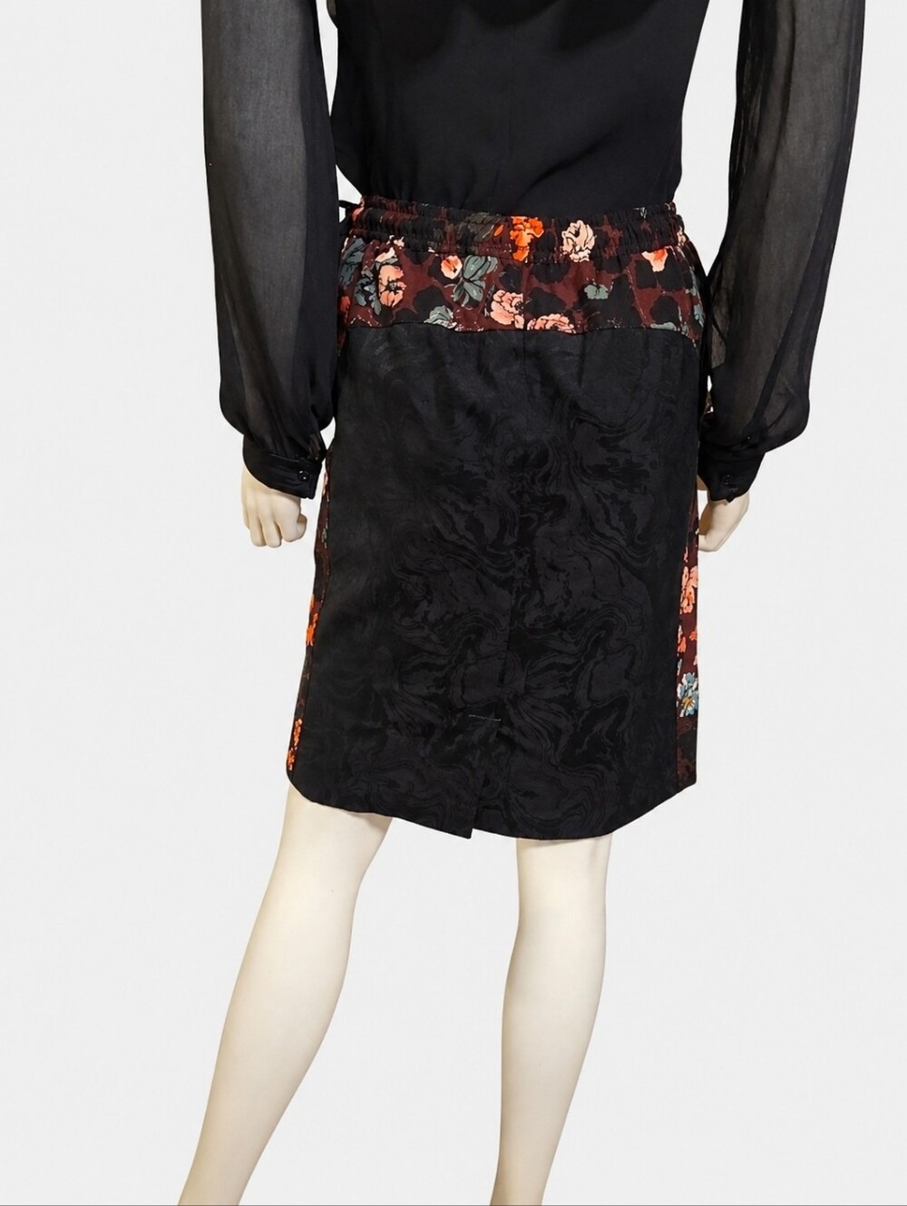 DRIES VAN NOTEN | Black Floral Print Skirt IT 34 US Small - Picture 5 of 7